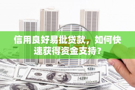 公馆信用良好易批贷款，如何快速获得资金支持？