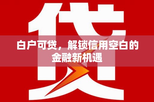公馆白户可贷，解锁信用空白的金融新机遇
