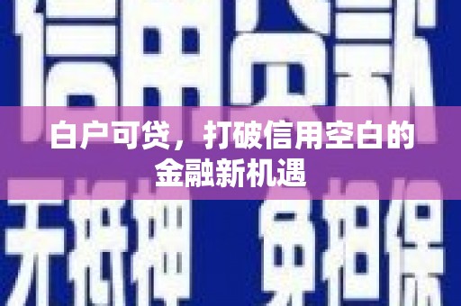 公馆白户可贷，打破信用空白的金融新机遇