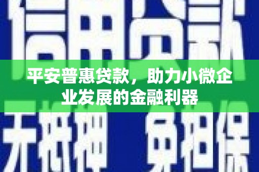 公馆平安普惠贷款，助力小微企业发展的金融利器