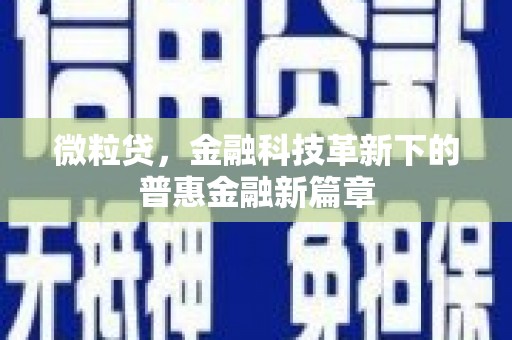 公馆微粒贷，金融科技革新下的普惠金融新篇章