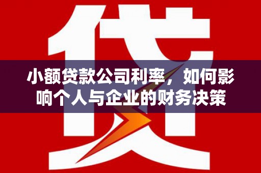 公馆小额贷款公司利率，如何影响个人与企业的财务决策