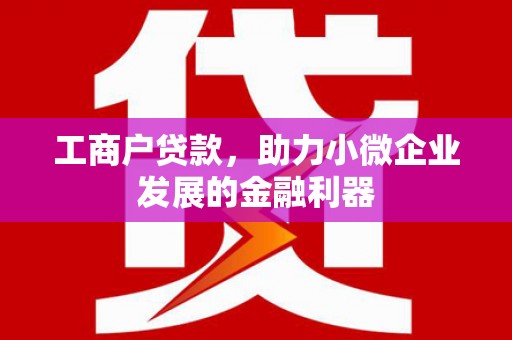 公馆工商户贷款，助力小微企业发展的金融利器