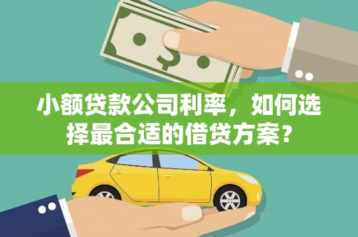 公馆小额贷款公司利率，如何选择最合适的借贷方案？