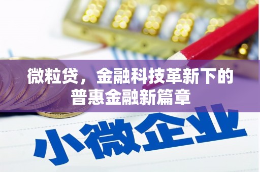 公馆微粒贷，金融科技革新下的普惠金融新篇章